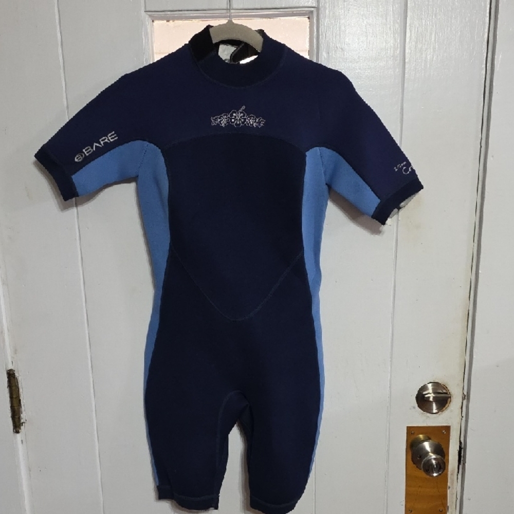 Bare Women's‎ Wet Suit 2/2 mm Crush Blue Neoprene Back Zip W/ Pull Sz 12 EUC
